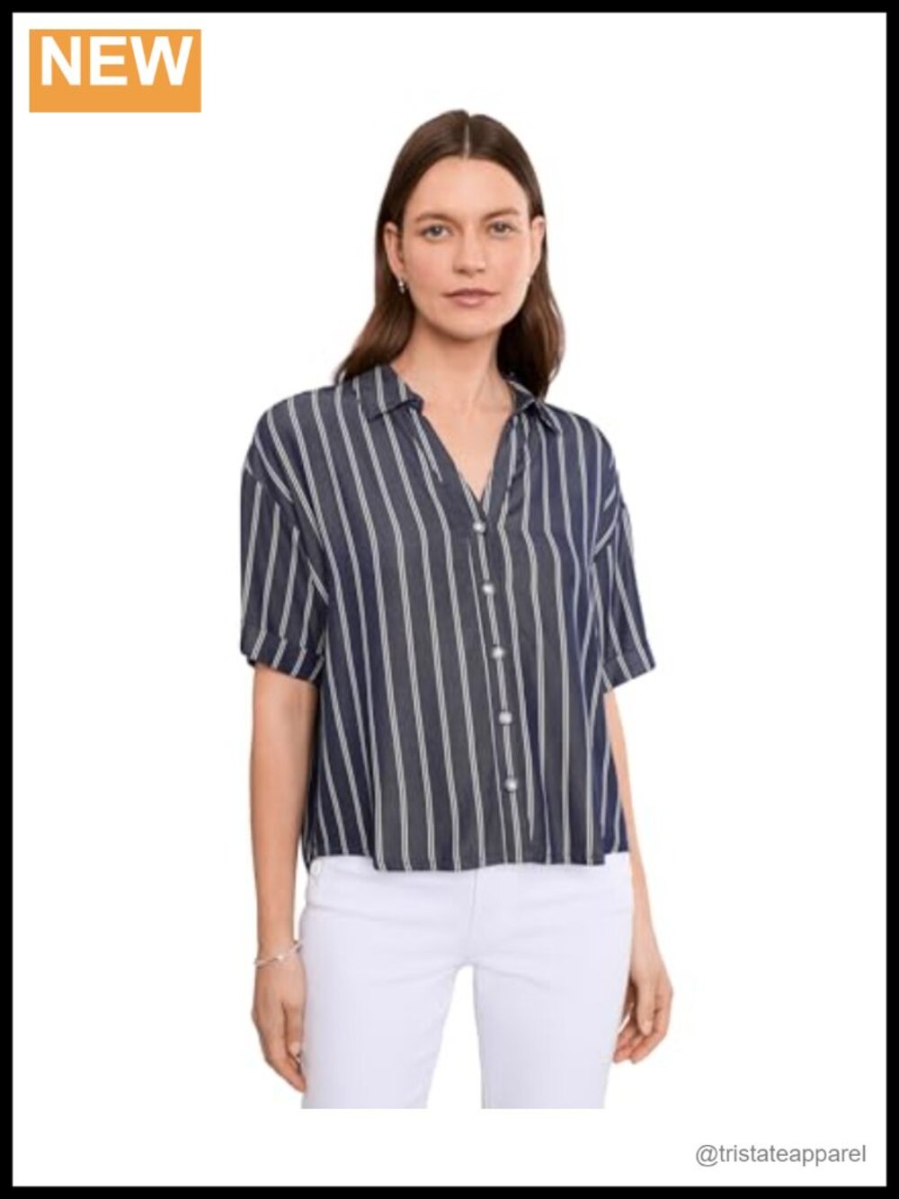 KUT from the Kloth Brenda Boxy Button Front Shirt - Short Sleeve
